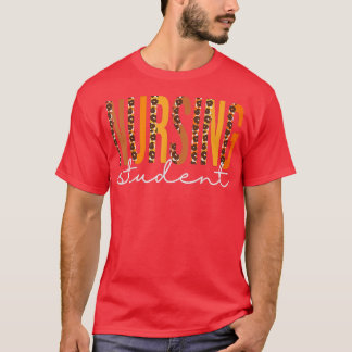 Nursing Student leopard Fall Autumn Lovers Thanksg T-Shirt