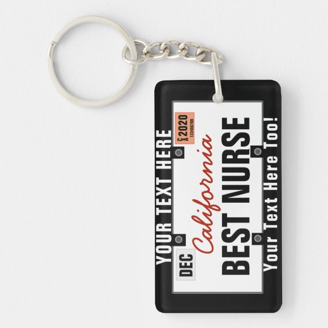 Nursing Student License Plate Customize It Keychain (Front)