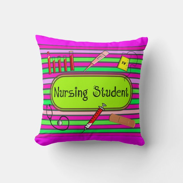 Nursing Student Striped Pillow (Front)