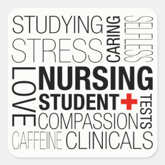 Nursing Student Text Square Sticker
