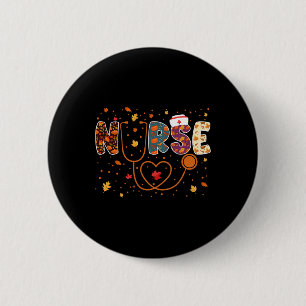 Nursing Thanksgiving Day Stethoscope Fall Nurse Co 2 Inch Round Button
