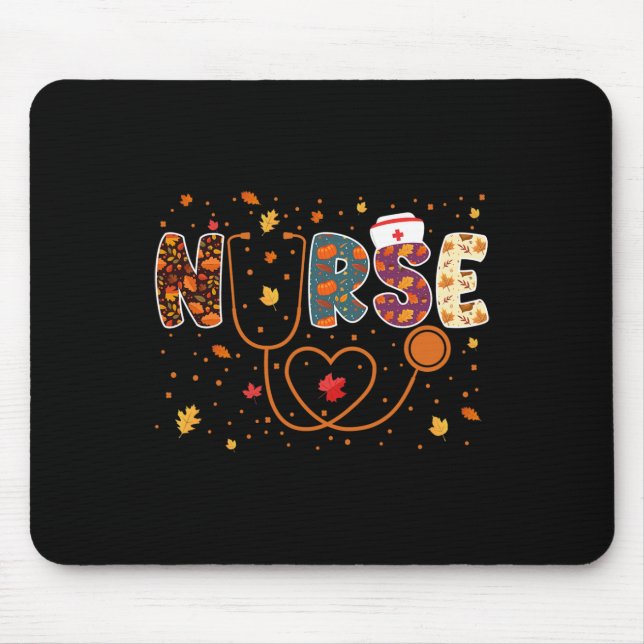 Nursing Thanksgiving Day Stethoscope Fall Nurse Co Mouse Pad (Front)