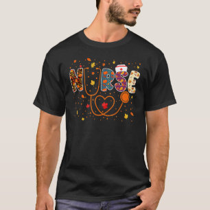 Nursing Thanksgiving Day Stethoscope Fall Nurse Co T-Shirt