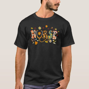 Nursing Thanksgiving Day Stethoscope Fall Nurse Co T-Shirt