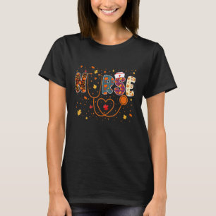 Nursing Thanksgiving Day Stethoscope Fall Nurse Co T-Shirt