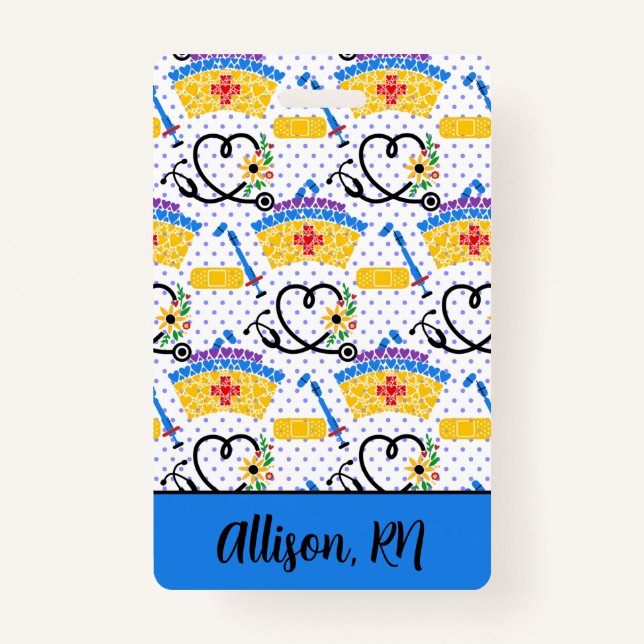 Nursing Tools on Polka Dots Professional ID Badge (Front)