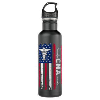 Nursing Vintage USA Flag CNA Life Certified Nurse  710 Ml Water Bottle