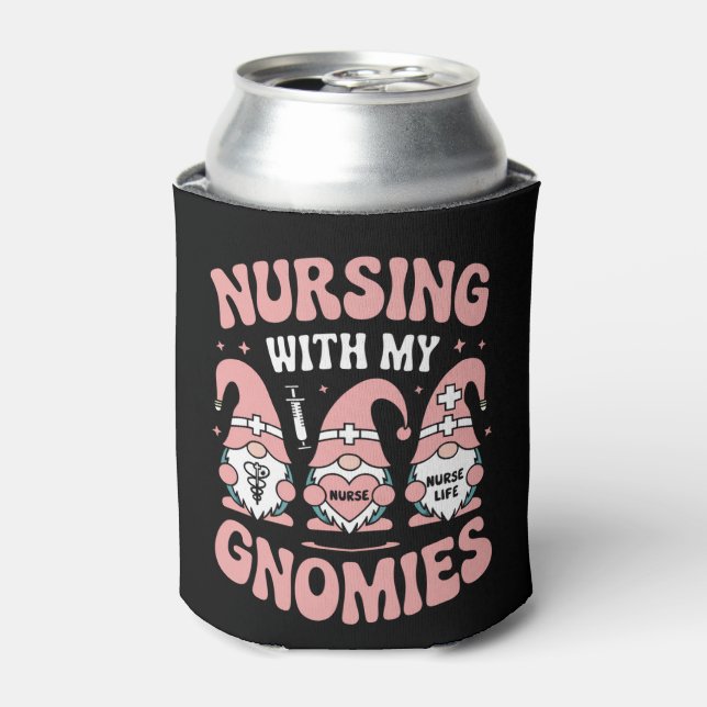Nursing With My Gnomies Gnome Nurse Life Valentine Can Cooler (Can Front)