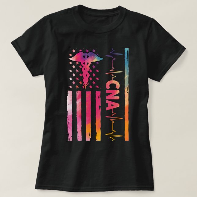 Nursing Womens CNA US Flag CNA Certified Nursing A T-Shirt (Design Front)