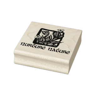 Nurture Nature Bee and Flowers                     Rubber Stamp