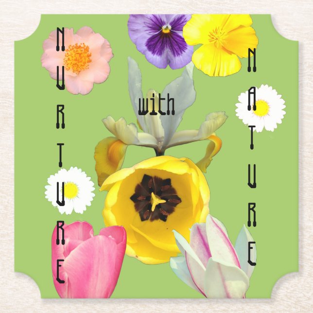 Nurture Nature Pretty Flowers  Paper Coaster (Front)