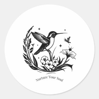 Nurture Your Soul Botanical Line Art Classic Round Sticker