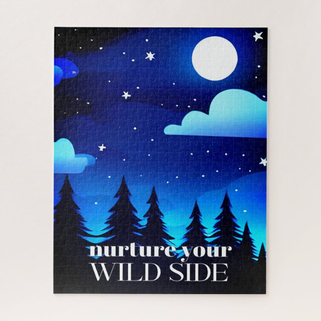 Nurture Your Wild Side - Moon. Stars & Pine Trees Jigsaw Puzzle (Vertical)