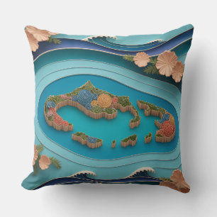 Nusa Islands Relief Throw Pillow