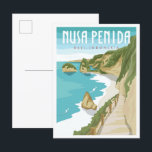 Nusa Penida Bali Indonesia Vintage Travel Postcard<br><div class="desc">Nusa Penida Bali Indonesia Art Vintage travel place illustration</div>