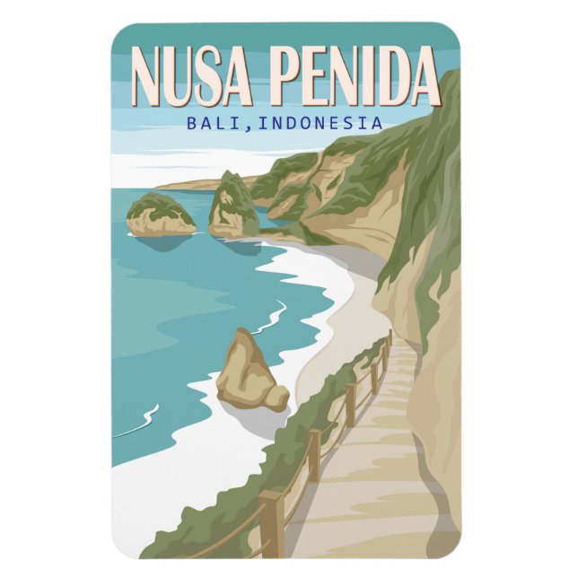 Nusa Penida Beach Bali Indonesia Vintage Magnet (Vertical)