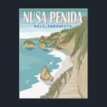 Nusa Penida Beach Bali Indonesia Vintage Postcard<br><div class="desc">Bali vintage vector design. It is an island southeast of Indonesia's island Bali and a district of Klungkung Regency that includes the neighbouring small island of Nusa Lembongan and twelve even smaller islands.</div>