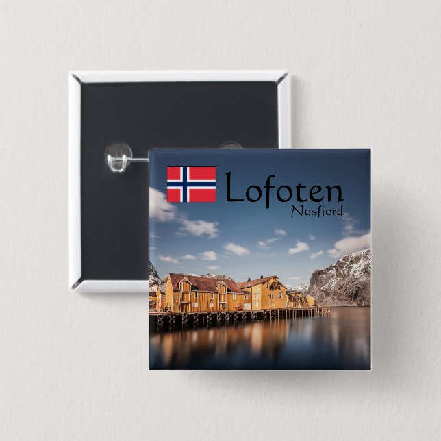 Nusfjord Lofoten 2 Inch Square Button (Front & Back)