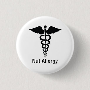 Nut Allergy Alert 1 Inch Round Button