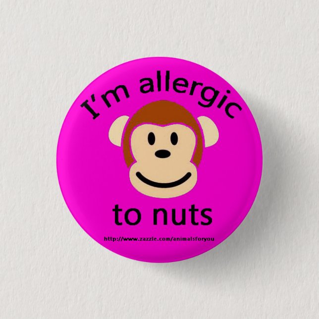 Nut Allergy Alert Pink 1 Inch Round Button (Front)