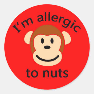 Nut allergy childrens sticker RED