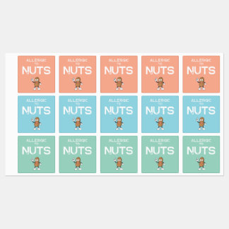 Nut Allergy Colourful Waterproof Square Sticker