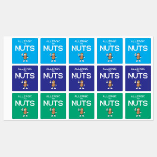 Nut Allergy Colourful Waterproof Square Sticker