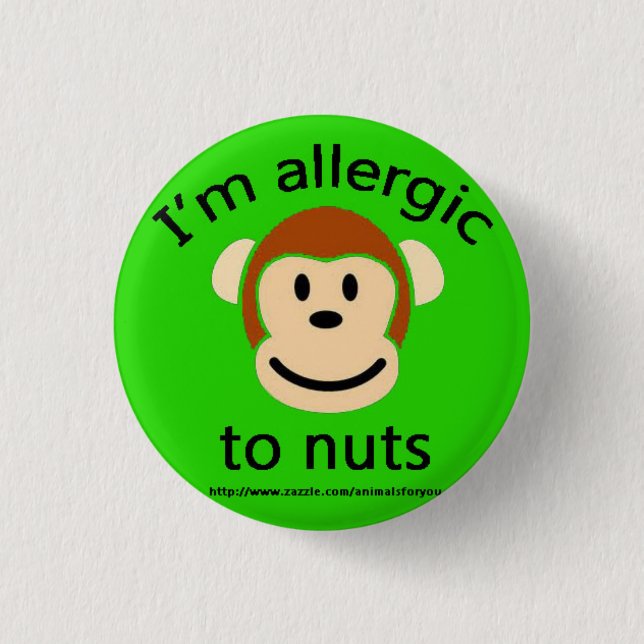 Nut Allergy Green 1 Inch Round Button (Front)