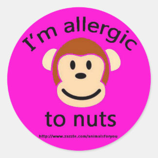 Nut Allergy Pink Classic Round Sticker