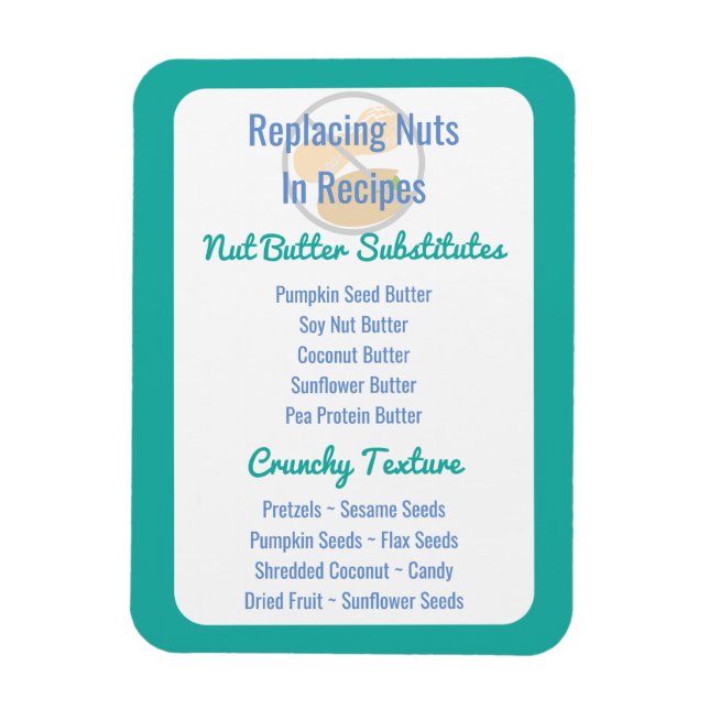 Nut Butter Substitutes Chart Baking Nut Free Magnet (Vertical)