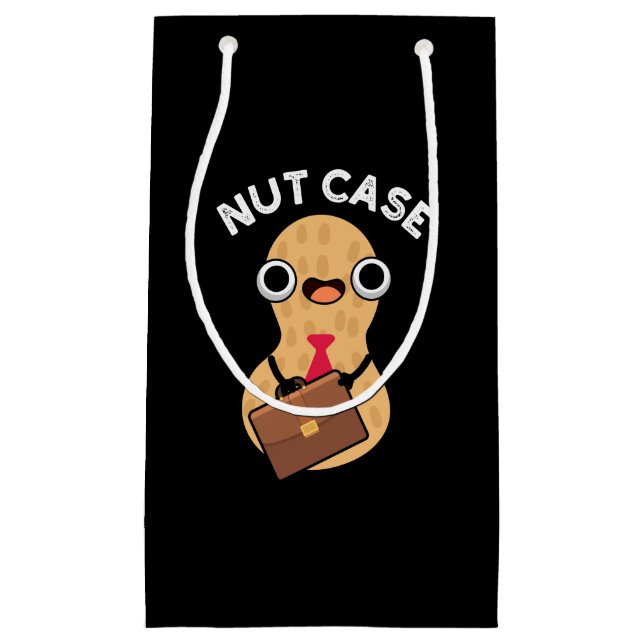Nut Case Funny Peanut Puns Dark BG Small Gift Bag (Front)