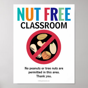 Nut Free Area Classroom Customized Allergy School Poster