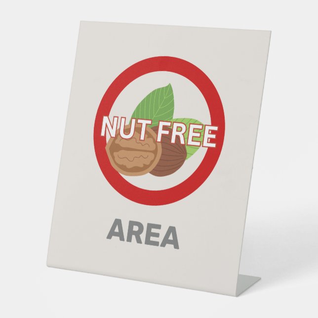 Nut Free Area Customized Food Allergy Alert  Pedestal Sign (Front)