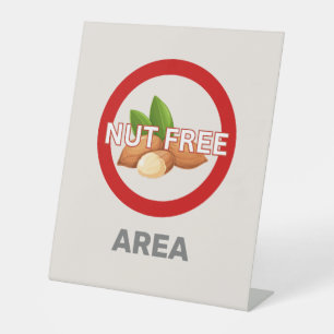 Nut Free Area Customized Food Allergy Alert  Pedestal Sign
