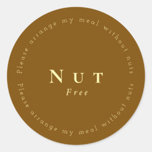 Nut-Free Request Sticker, Brown - Light yellow Classic Round Sticker
