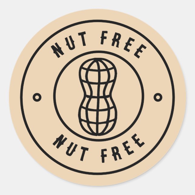Nut Free Sticker | Allergy Alert Square or Round  (Front)