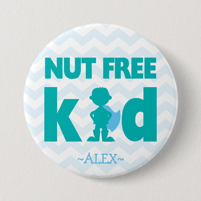 Nut Free Superhero Boy Button (Front)