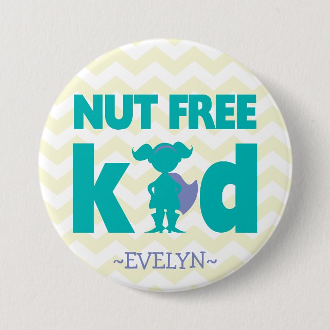 Nut Free Superhero Girl Button (Front)