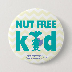 Nut Free Superhero Girl Button