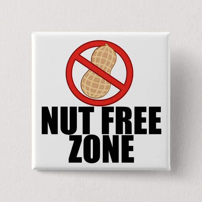 Nut Free Zone 2 Inch Square Button (Front)