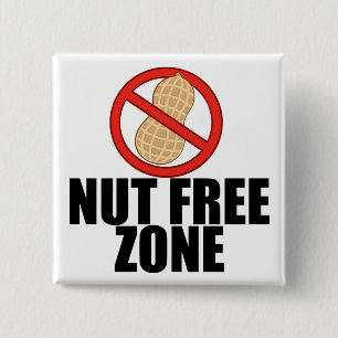 Nut Free Zone 2 Inch Square Button