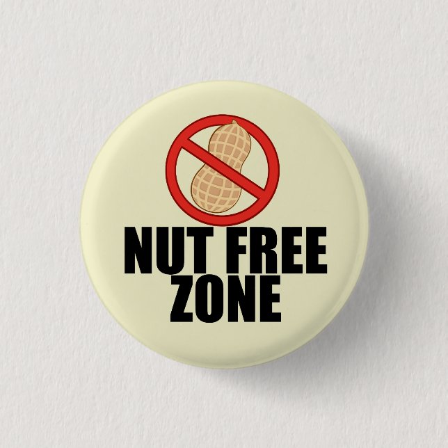 Nut Free Zone Cool Peanut Allergy Awareness 1 Inch Round Button (Front)