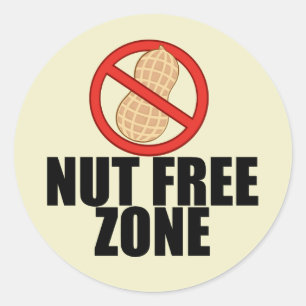 Nut Free Zone Cool Peanut Allergy Awareness Classic Round Sticker
