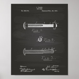 Nut Lock 1893 Patent Art Chalkboard Poster