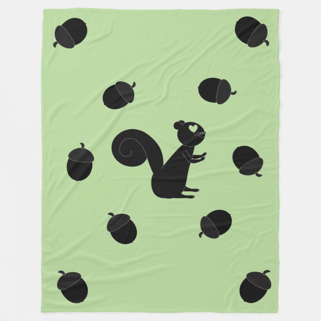Nut Loving Squirrel Fleece Blanket (Front)