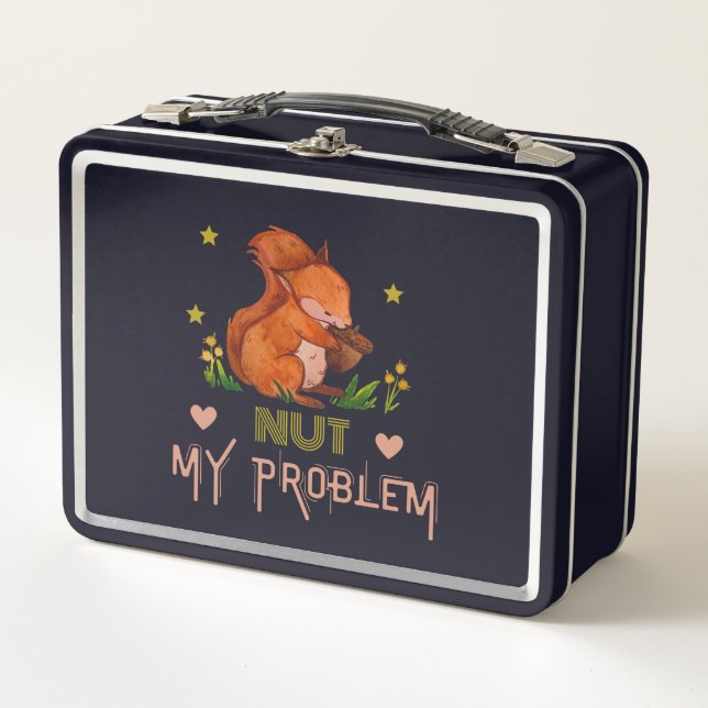 Nut my problem, squirrel appreciation day  metal lunch box (Front)