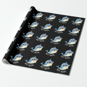 Nut-whal Funny Narwhal Pun Dark BG Wrapping Paper