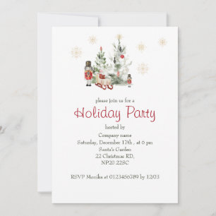 Nutcracker  and christmas tree watercolor cute Chr Invitation