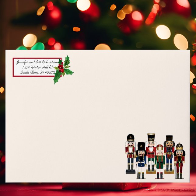 Nutcracker and Holly Christmas Personalize  Envelope (Creator Uploaded)