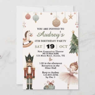 Nutcracker Any Age Birthday Holiday Invitation